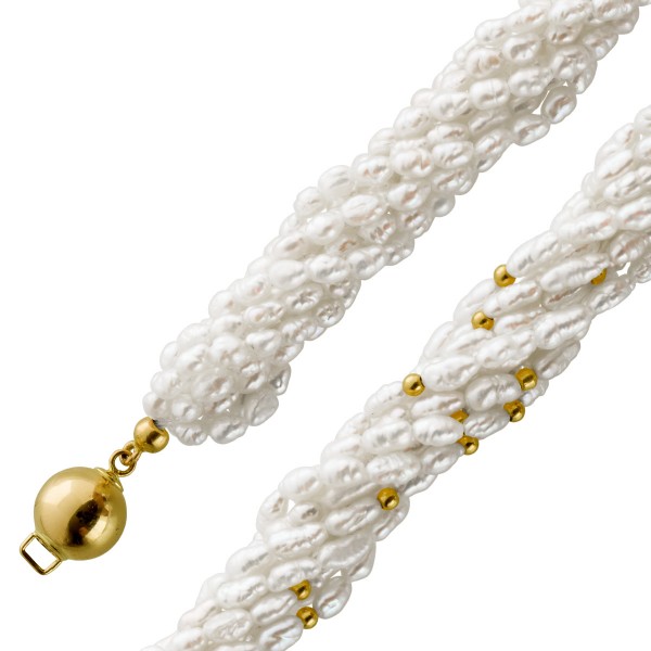 Perlenkette Abramowicz - Ch. 585 Süßwasserperlen Chinesischen Kugelschließe Gelbgold