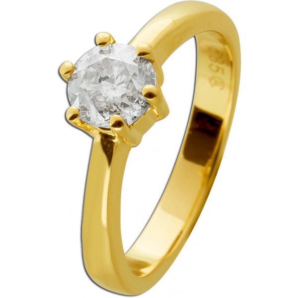 Verlobungsring Solitärring Gelbgold 585 Diamant 1.00ct W P3 Zertifikat 