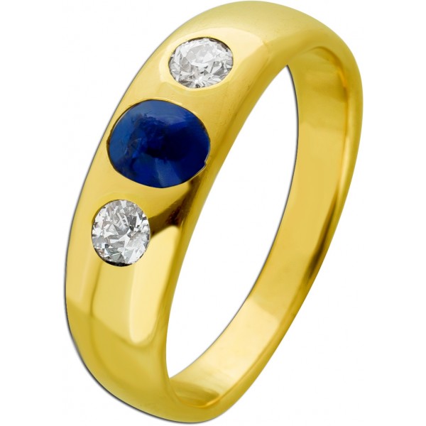 Ring Gelbgold 585 Brillanten 0.30ct TW VSI blauer Saphir 0.70ct 