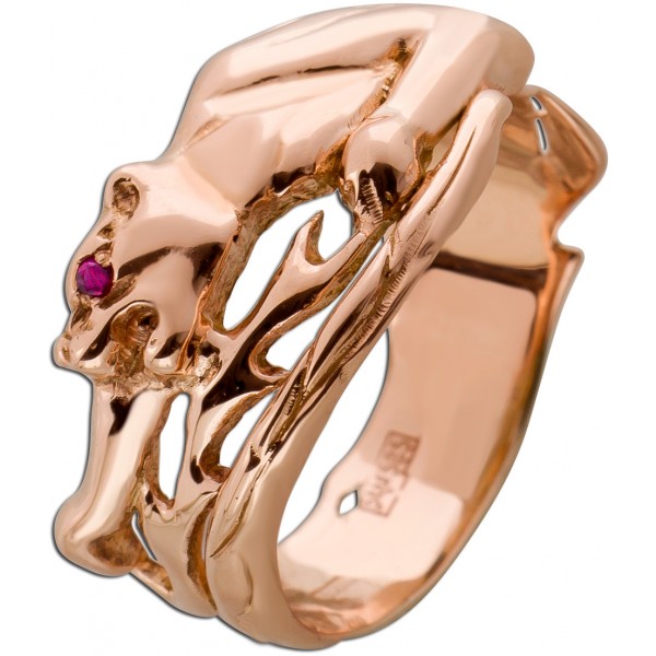 Panther Ring Roségold 585 roter Rubin Edelstein 