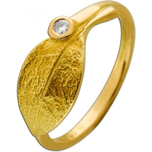 Ring Gelbgold 750 Solitär Diamant 0.02ct.TW VVS Günter Krauss Design