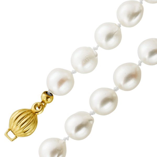 Perlenkette 49cm japanische Akoyaperlen 7,5-7,7mm Gelbgold 585