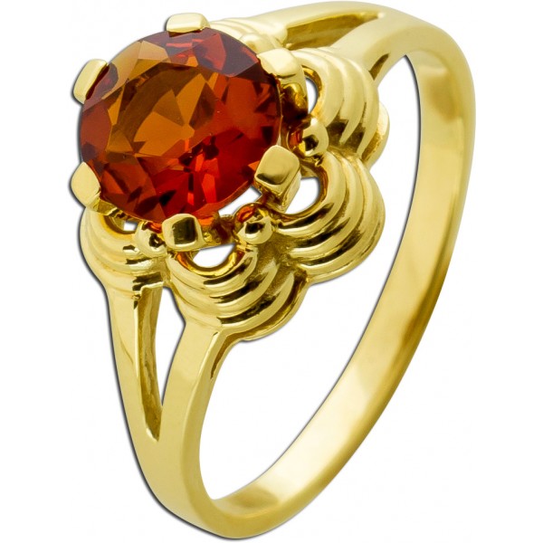 Edelsteinring Gelbgold 585 orange Citrin Edelstein 2.0ct 