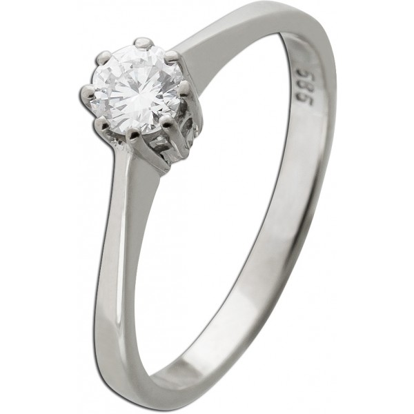 Verlobungsring Weißgold 585 14K Solitär Diamant 0.25ct. TW VVSI 
