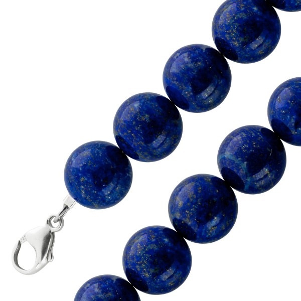 Edelsteinkette blauer Lapislazuli 14-15mm Silber 925 Karabiner
