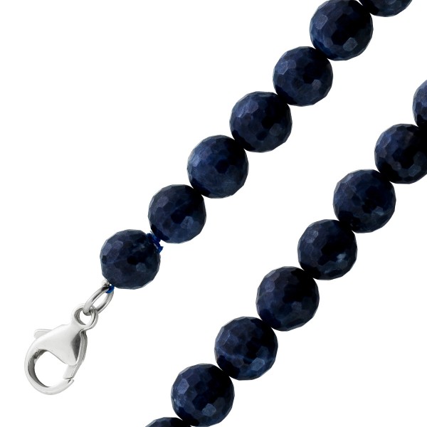 Saphirkette blaue Saphire 8mm  47cm Silber 925 Karabiner