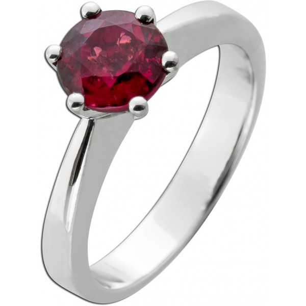 Turmalin Ring Weißgold 585 14K roter Solitär Edelstein 1.77ct 