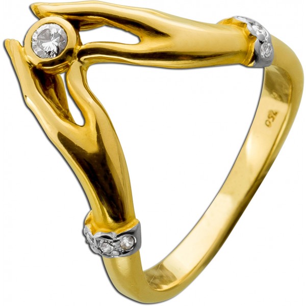 Brillantring Gold 750 18K Diamanten 0.07ct LP Carerra y Carerra