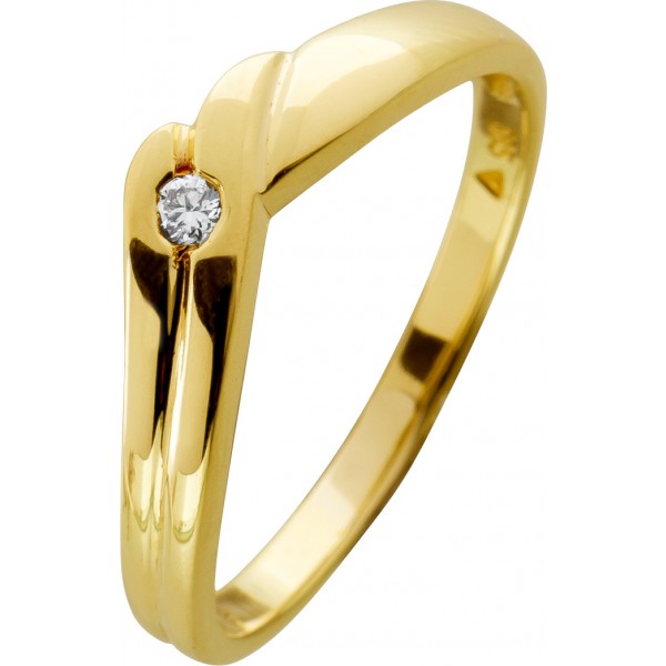 Brillantring Gold 585 14K Solitär Diamant 0.05ct Lupenrein 