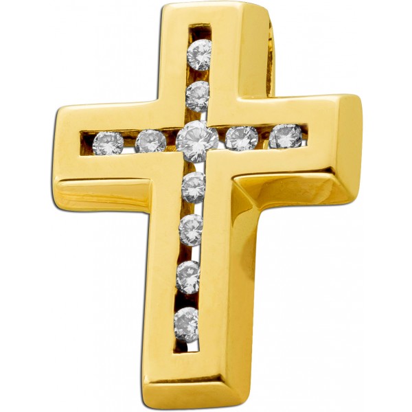 Brillant Kreuzanhänger Gold 585 14K Diamanten 0.25ct