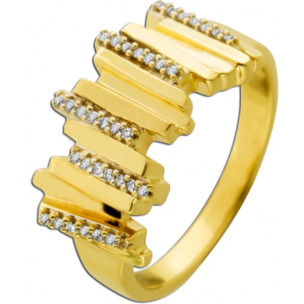 Diamantring Gold 375 9 Karat Diamanten 0.15ct W SI