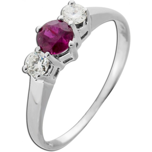 Rubin Ring Weißgold 585 14K pinker Edelstein 0.40ct Brillanten 0.10ct 