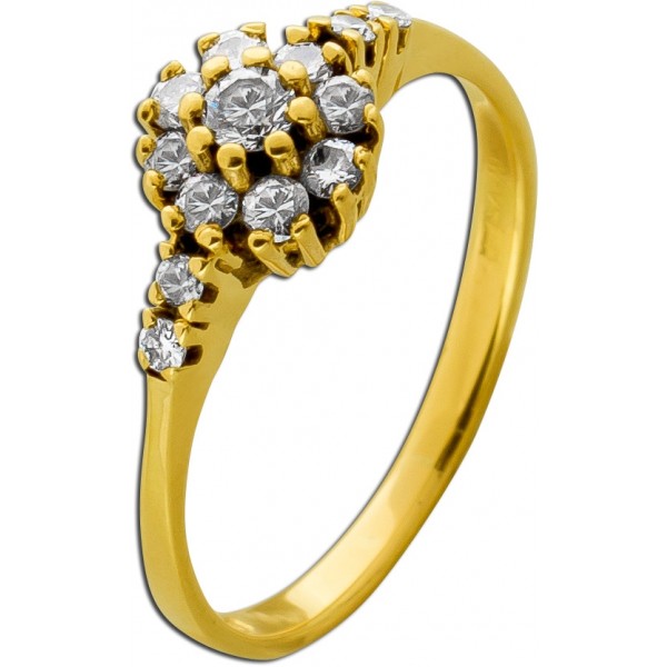 Cocktailring Diamantring Gold 750 18K Brillanten 0.24ct TW VSI  