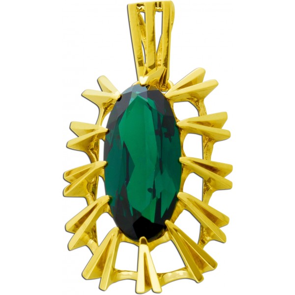Spinell Anhänger Gold 333 8 Karat synth Edelstein Antikschmuck