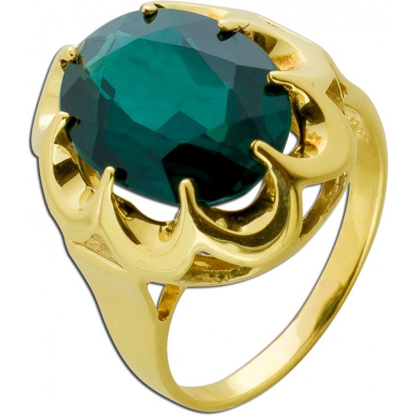 Spinell Ring Gold 585 14K synth. Edelstein Antikschmuck