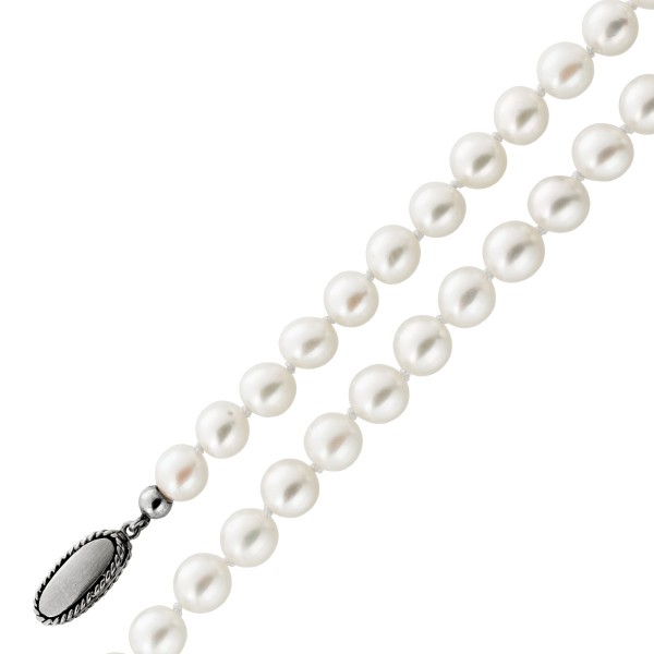 Perlenkette 40cm Akoyaperlen Weißgold 585 Antikschmuck
