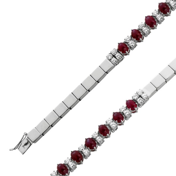 Rubin Brillant Armband Weißgold 750 18K rote Edelsteine Diamanten 