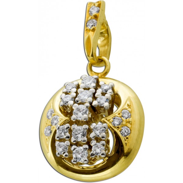 Diamant Anhänger Gold 585 14K Brillanten Antikschmuck