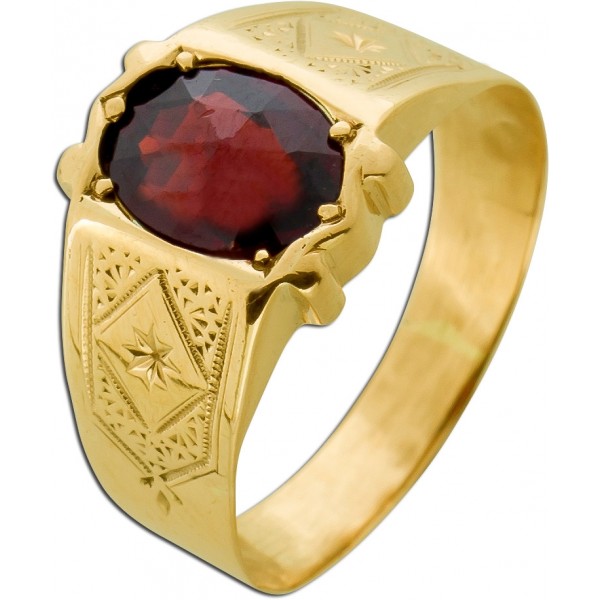 Granat Ring Gold 333 8K roter Edelstein Antikschmuck