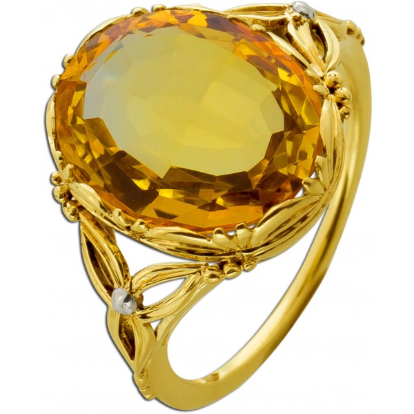 Saphirring Gold 585 14K gelber Edelstein Antikschmuck