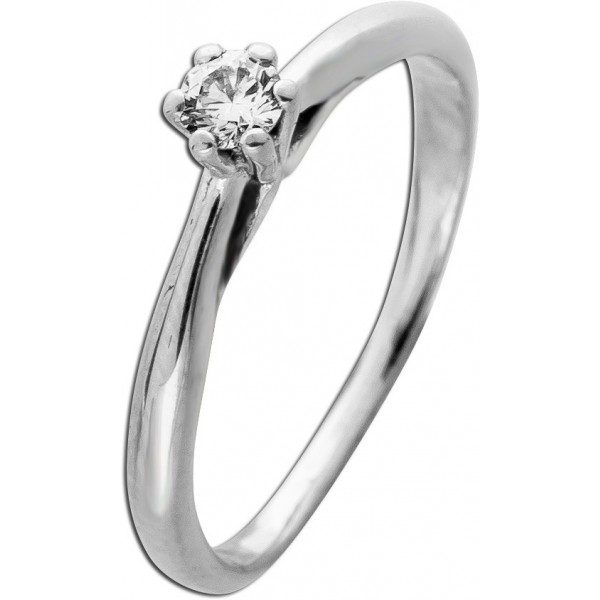 Solitärring Weißgold 585 14 Karat Diamant 0.12ct TW Lupenrein