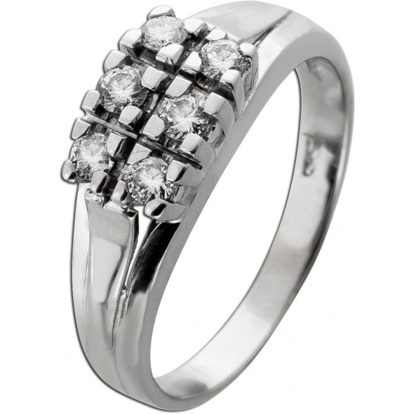 Diamantring Weißgold 585 14 Karat 6 Brillanten 0.45ct Lupenrein