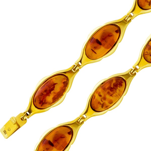 Bernstein Armband Gold 333 8K braune Edelsteine Antikschmuck