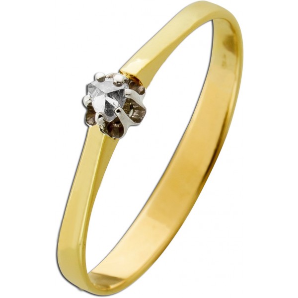 Verlobungsring Gold 585 Weißgold 14K Diamant Antikschmuck