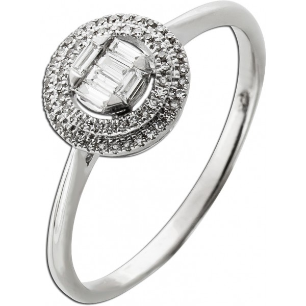 Diamantring Weißgold 750 18K Diamanten Brillanten 0.90ct  