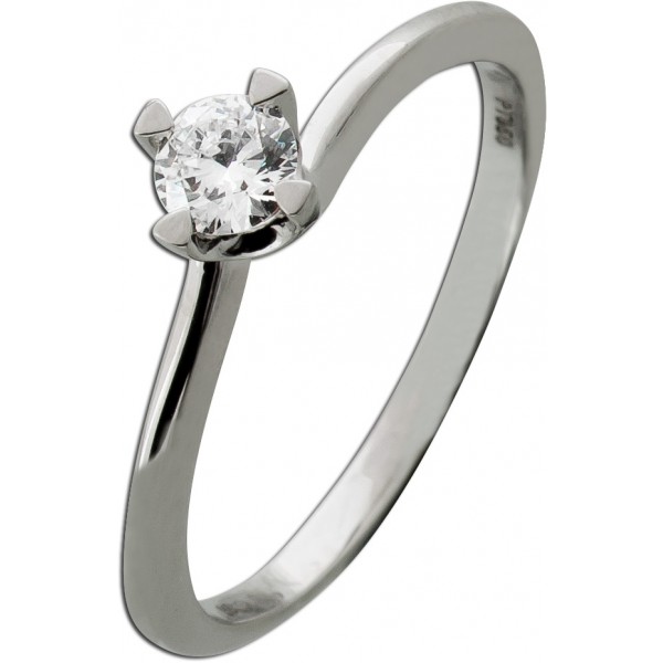 Verlobungsring Platin 950 Solitär Brillant 0.25ct TW VSI 