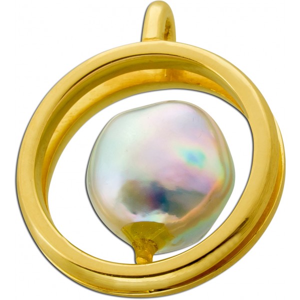 Perlenanhänger Gold 750 18K violett pinke Südsee Perle 