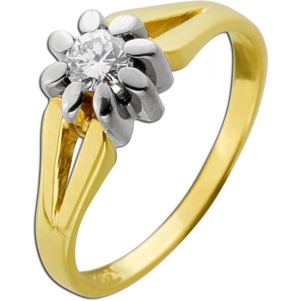 Brillant Verlobungsring Gold 585 Weißgold 14K Diamant Antikschmuck