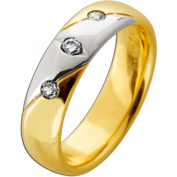 Brillantring Gelbgold 585 Bicolor  Weissgold 14K Diamanten 0.06ct.