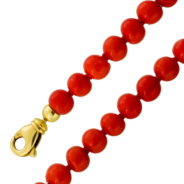 Korallenkette Gold 750 18K rote Sardische Korallen Antikschmuck
