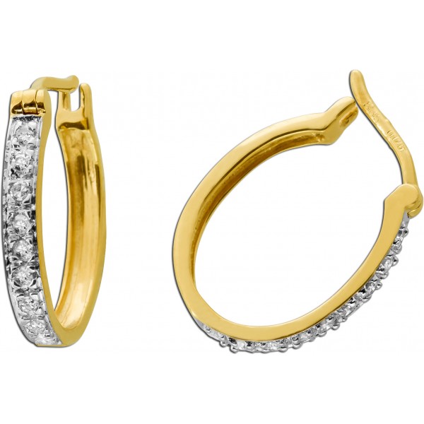 Diamant Creolen Gold 585 14 Karat Diamanten 0.09ct 