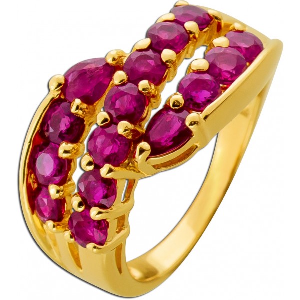 Rubin Ring Gold 585 14 Karat rot pinke Edelsteine 2.6ct