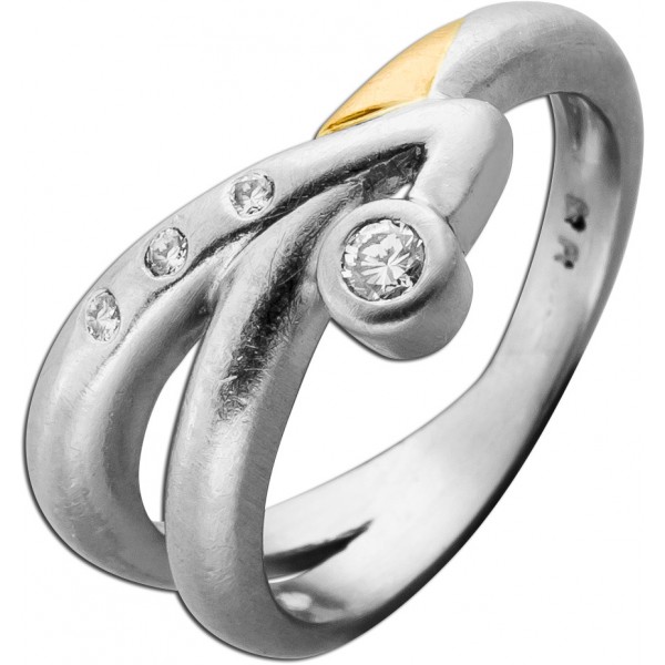 Brillantring Platin 950 Gold Brillanten 0.16ct Antikschmuck