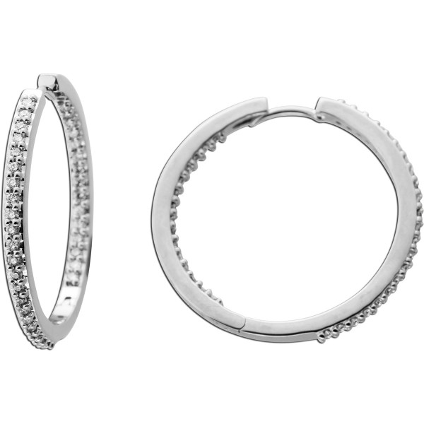 Brillant Creolen Hoop Weißgold 585 14K Brillanten 1,15ct Huggie