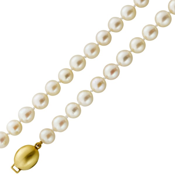 Perlenkette 57cm  Akoyaperlen 7.5-7.1mm Gold 585 14K