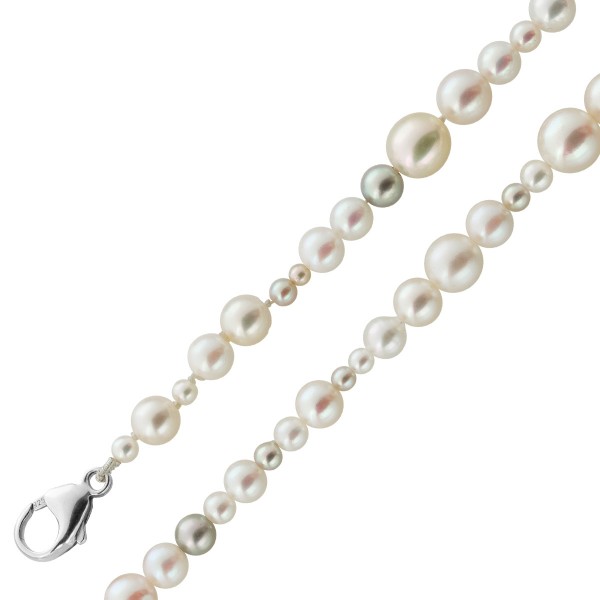 Perlenkette 92cm Silber 925 Japanischen Akoyaperlen 8-3mm 