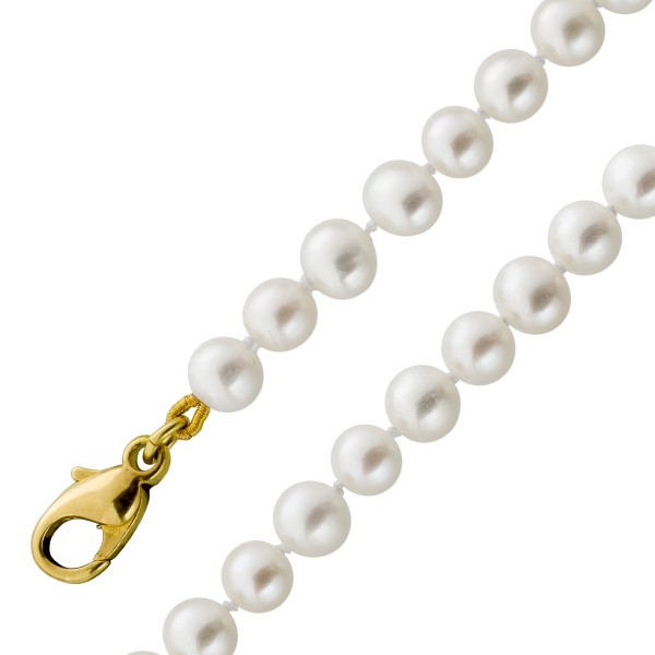 Perlenkette 88cm Gelbgold 333 8K Süßwasserperlen 6.3-5.5mm