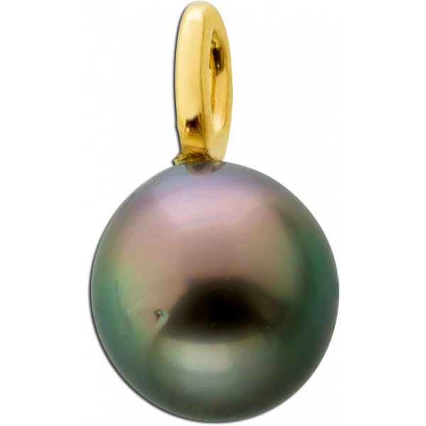 Tahitiperlen Anhänger Gelbgold 585 Tahitiperle anthrazit Top Lustre