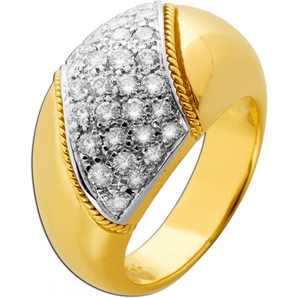 Brillantring Gelbgold 750 18 Karat Diamanten 1.3ct 