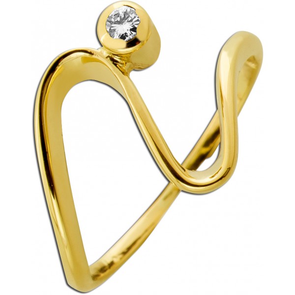 Solitär Ring Gold 585 14 Karat Brillant 0.06ct 
