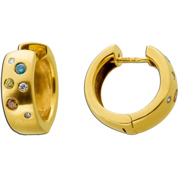 Brillant Creolen Gold 585 14K blaue gelbe orange weiße Brillanten 0.40ct