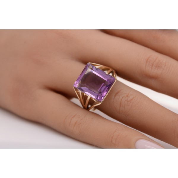 Amethyst Ring Gold 585 14 Karat lila Edelstein 16.5ct 