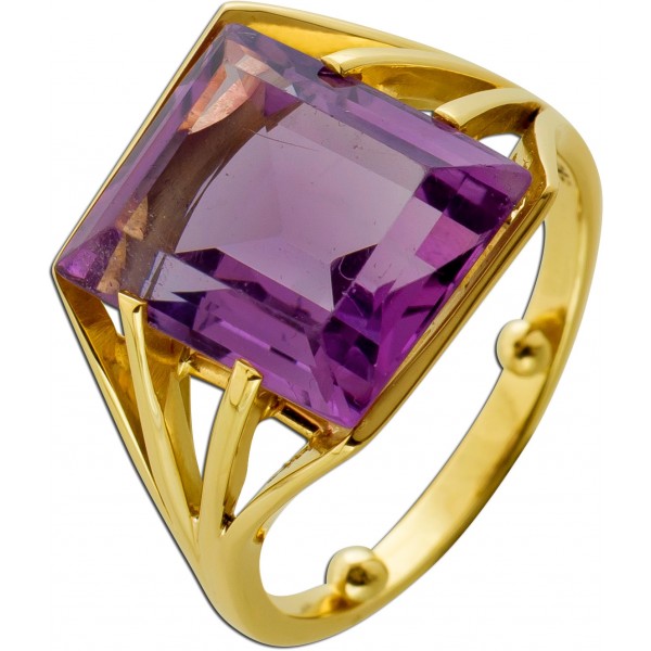 Amethyst Ring Gold 585 14 Karat lila Edelstein 16.5ct 