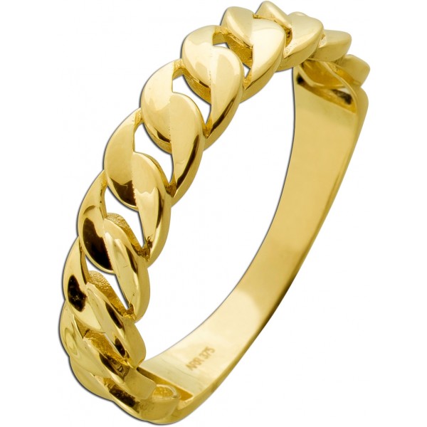 Kettenring Gold 375 9 Karat Panzerketten Design