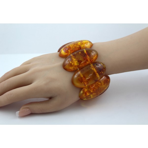Bernstein Armband cognac braune Edelsteine 430ct. Antikschmuck 