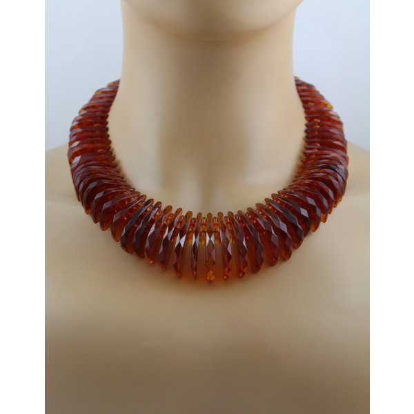 Bernstein Kette cognac braune Edelsteine 395ct Antikschmuck